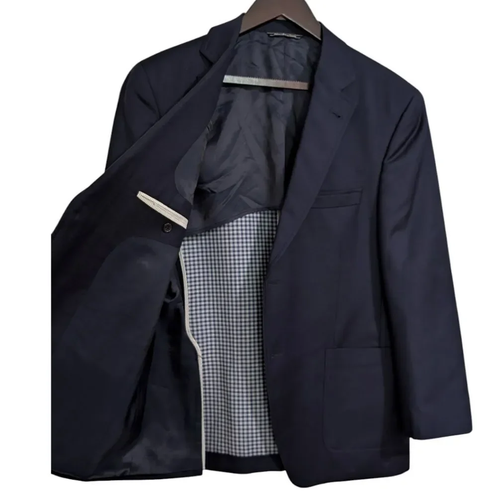 Sam Malouf Authentic Luxury Navy Blue Wool Sport Coat Blazer - 41S